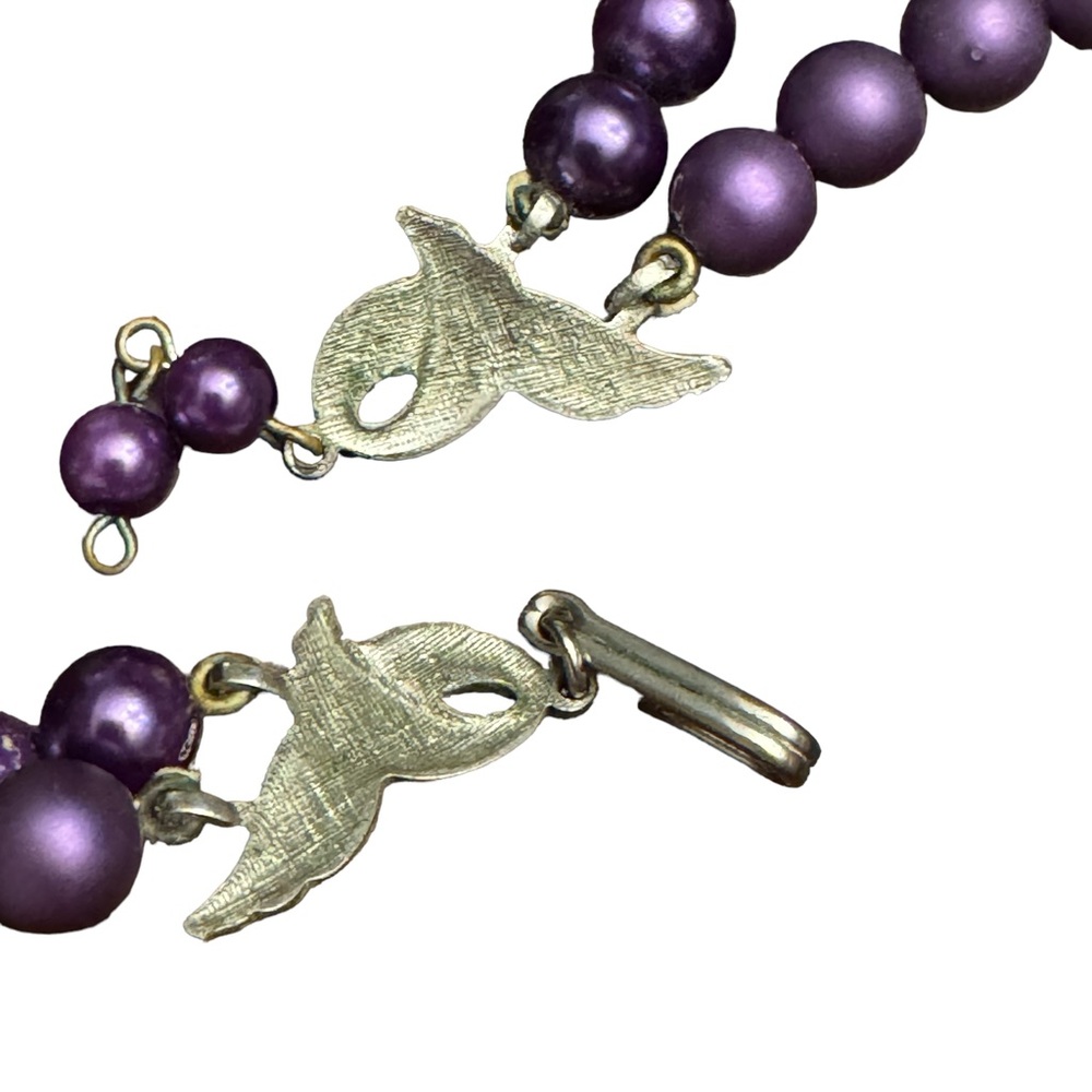 Vintage Purple Moonglow Graduated Double Strand Beaded Necklace - Picture 7 of 9